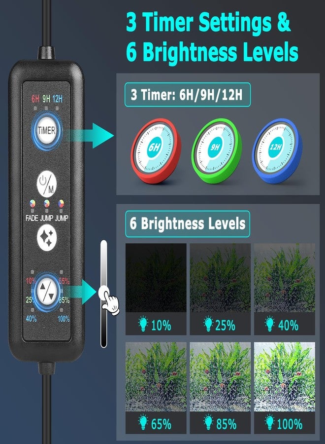 fishkeeper Submersible Fish Tank Light with Air Bubble Hole Color & Brightness & Timers Adjustable IP68 Waterproof Aquarium Bubble Light for Fish Tank Accessories Bubbler Wall (4W, Pump Not Included) - Image 3